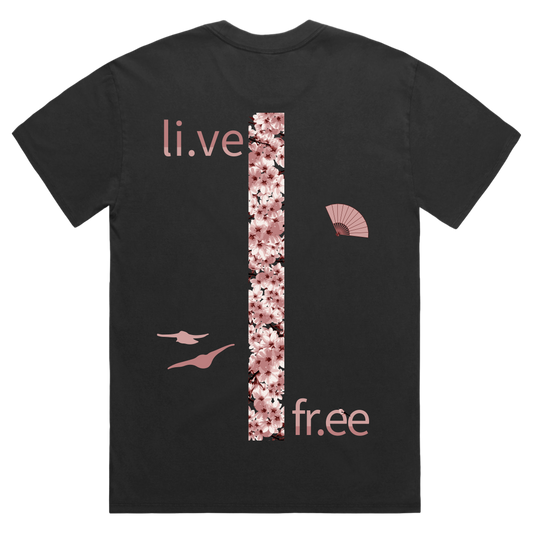 Unisex Oversize Black Fade Sakura Tee